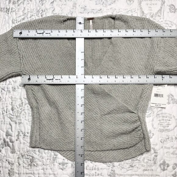 Free People Women's Gray Long Sleeve V-neck Faux Wrap Sweater Size S OB923359 - Picture 6 of 7